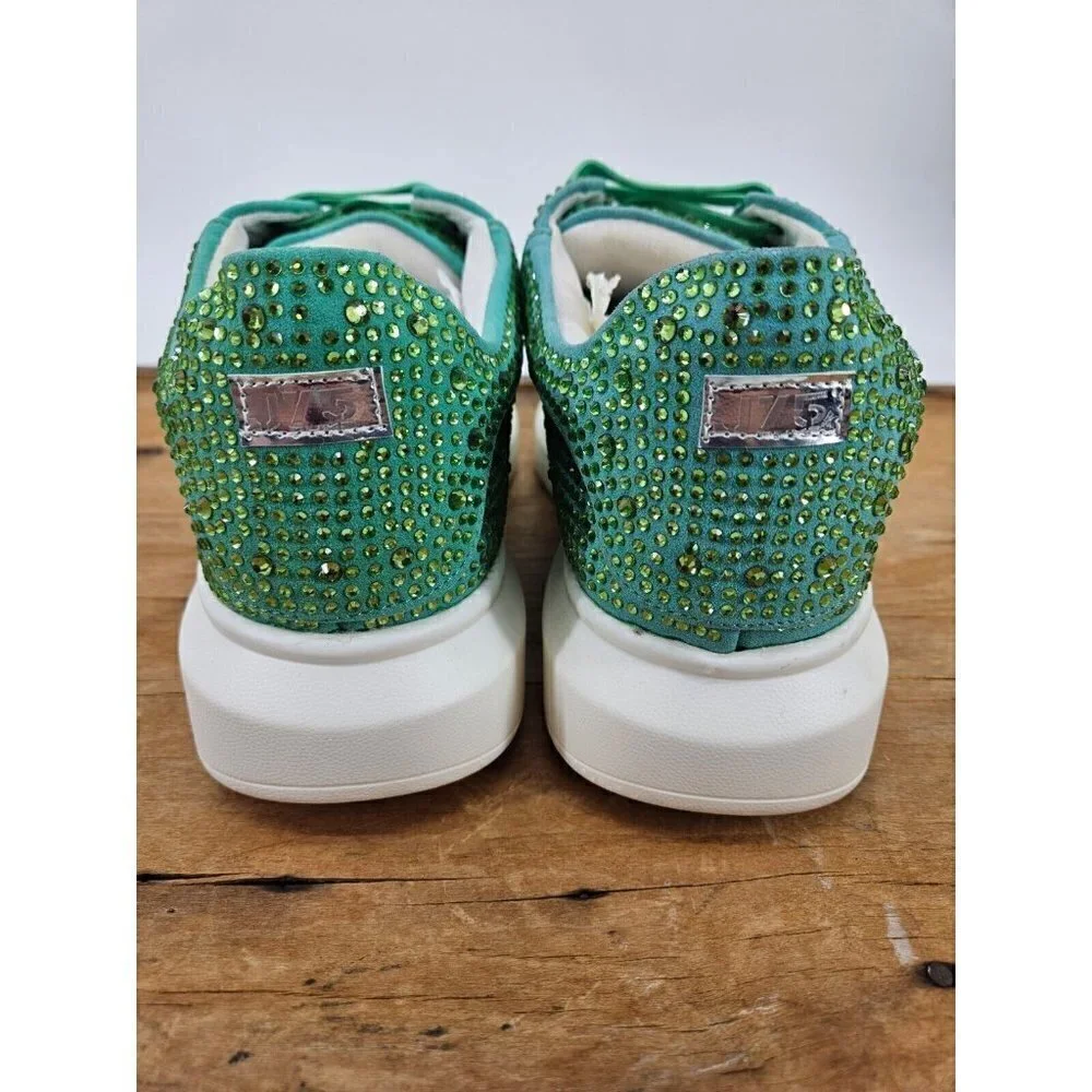 New J75 by Jump Slick Sneakers Mens US 8 Green Rhinestones